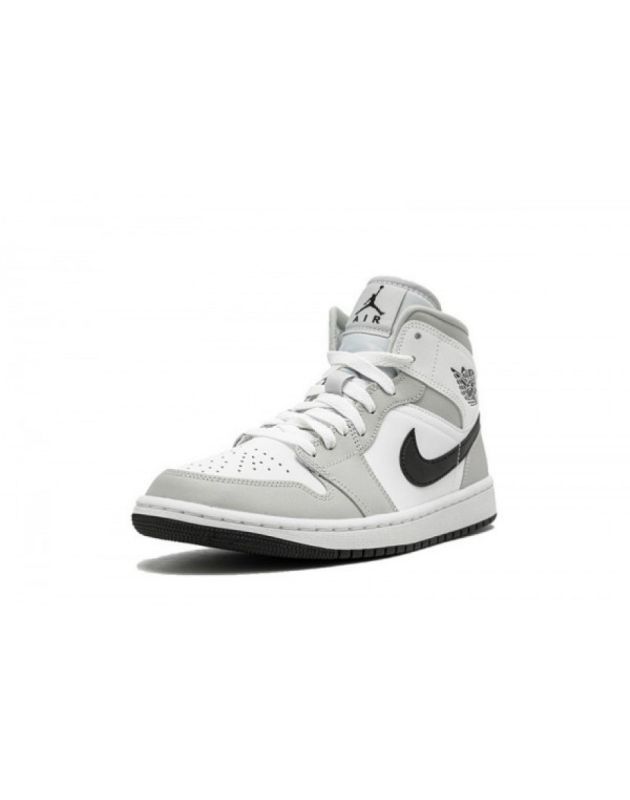 Jordan Air Jordan 1 Mid 2021 Light Smoke Grey Leather Rubber Sole Basketball Sneakers BQ6472-015