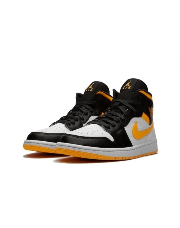 Jordan Air Jordan 1 Mid 2020 Laser Orange Black Leather Rubber Sole Basketball Sneakers CV5276-107