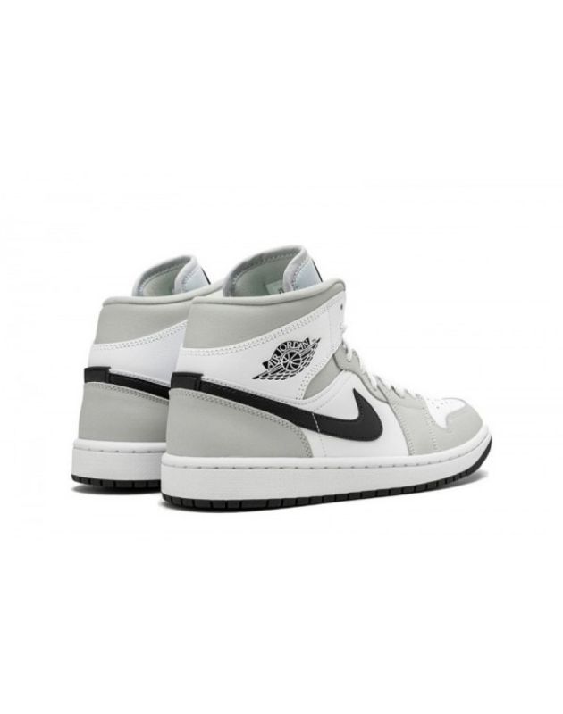 Jordan Air Jordan 1 Mid 2021 Light Smoke Grey Leather Rubber Sole Basketball Sneakers BQ6472-015