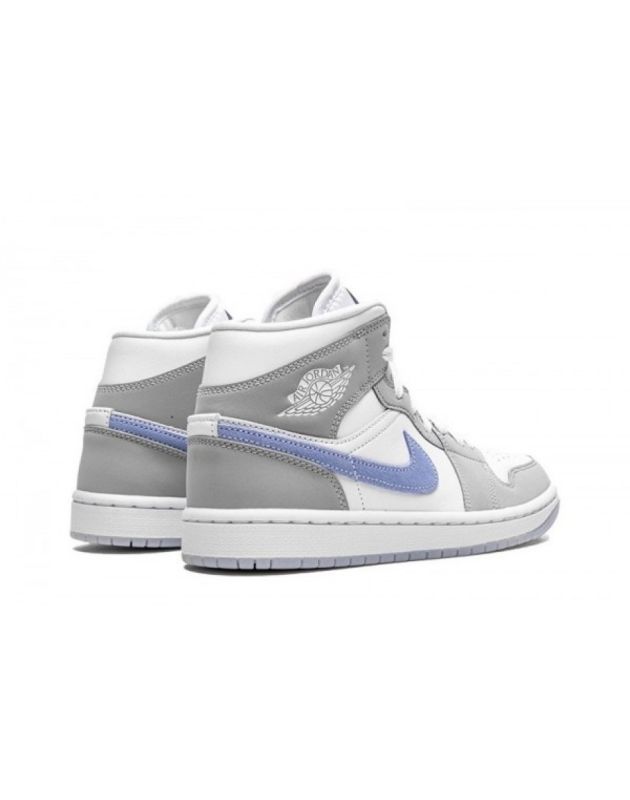 Jordan Air Jordan 1 Mid 2021 Wolf Grey Aluminum Leather Rubber Sole Basketball Sneakers BQ6472-105