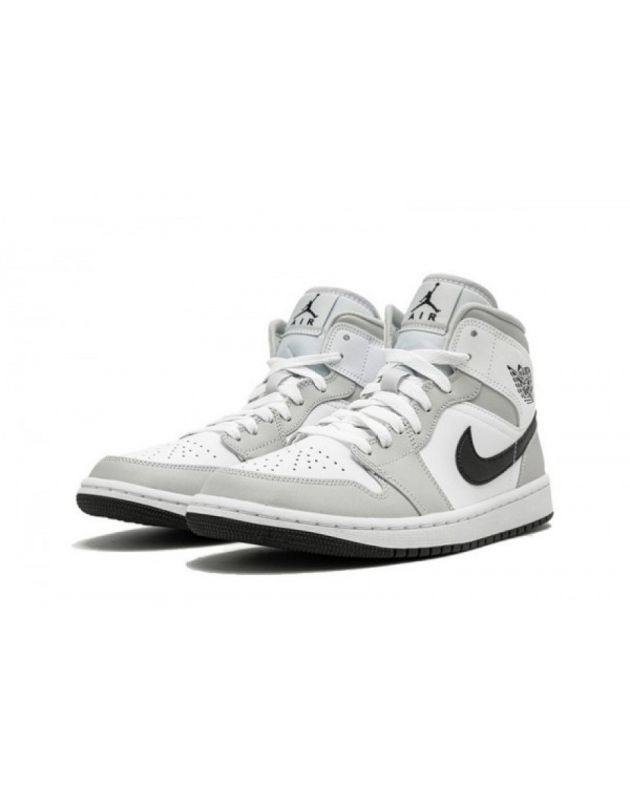 Jordan Air Jordan 1 Mid 2021 Light Smoke Grey Leather Rubber Sole Basketball Sneakers BQ6472-015