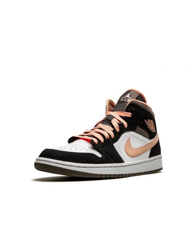 Jordan Air Jordan 1 Mid 2021 Peach Mocha Leather Rubber Sole Basketball Sneakers DH0210-100