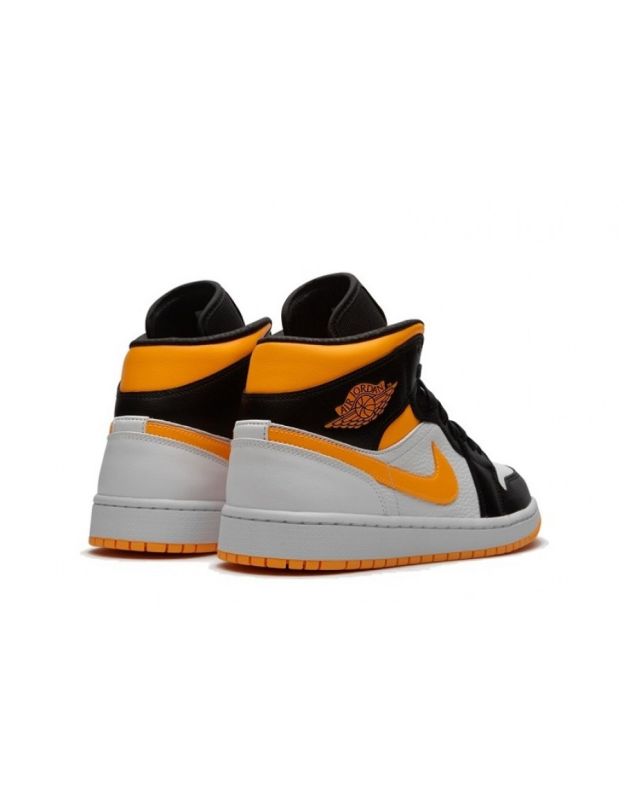 Jordan Air Jordan 1 Mid 2020 Laser Orange Black Leather Rubber Sole Basketball Sneakers CV5276-107