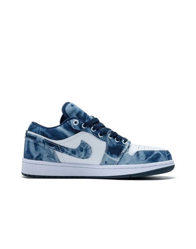 Jordan Air Jordan 1 Low 2020 Washed Denim Leather Rubber Sole Basketball Sneakers CZ8455-100