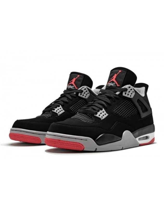 Jordan Air Jordan 4 Retro 2019 Bred Leather Rubber Sole Basketball Sneakers 308497-060